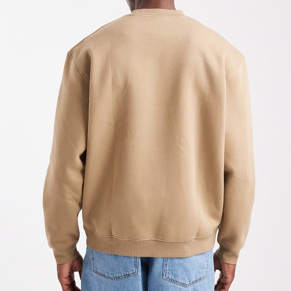 ASOS Mens Cotton Sweatshirt Tan Khaki Sweater Crew Neck Relaxed Casual Fit XL - Picture 3 of 12